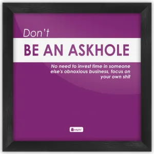 Indigifts Funny Wall Frames For Home & Office, Quirky Humour Poster With Frame | Purple Poster Frame 6X6 Inches | Unique Gift Idea For Friend, Roommate, Farewell Gift