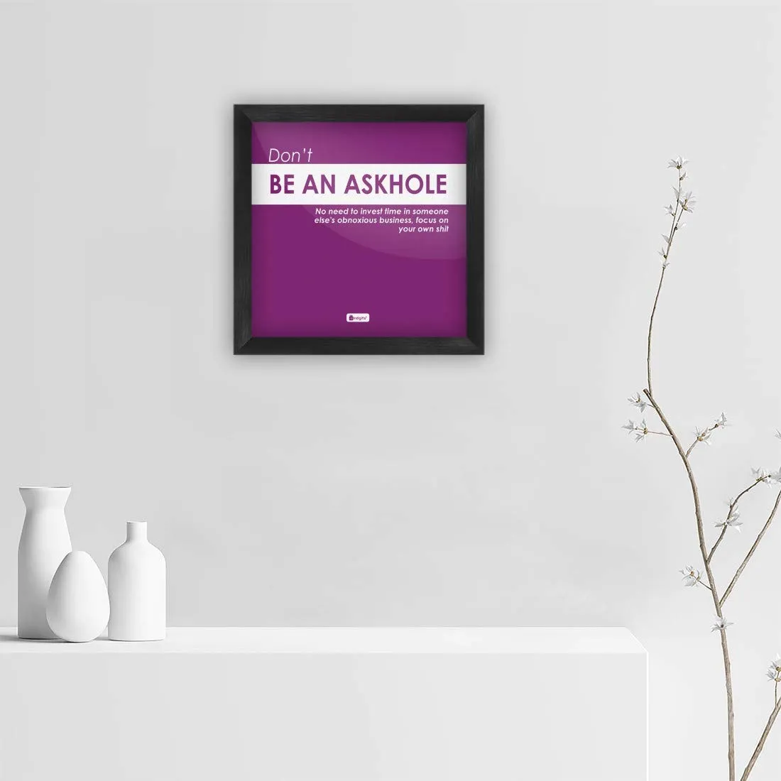 Indigifts Funny Wall Frames For Home & Office, Quirky Humour Poster With Frame | Purple Poster Frame 6X6 Inches | Unique Gift Idea For Friend, Roommate, Farewell Gift