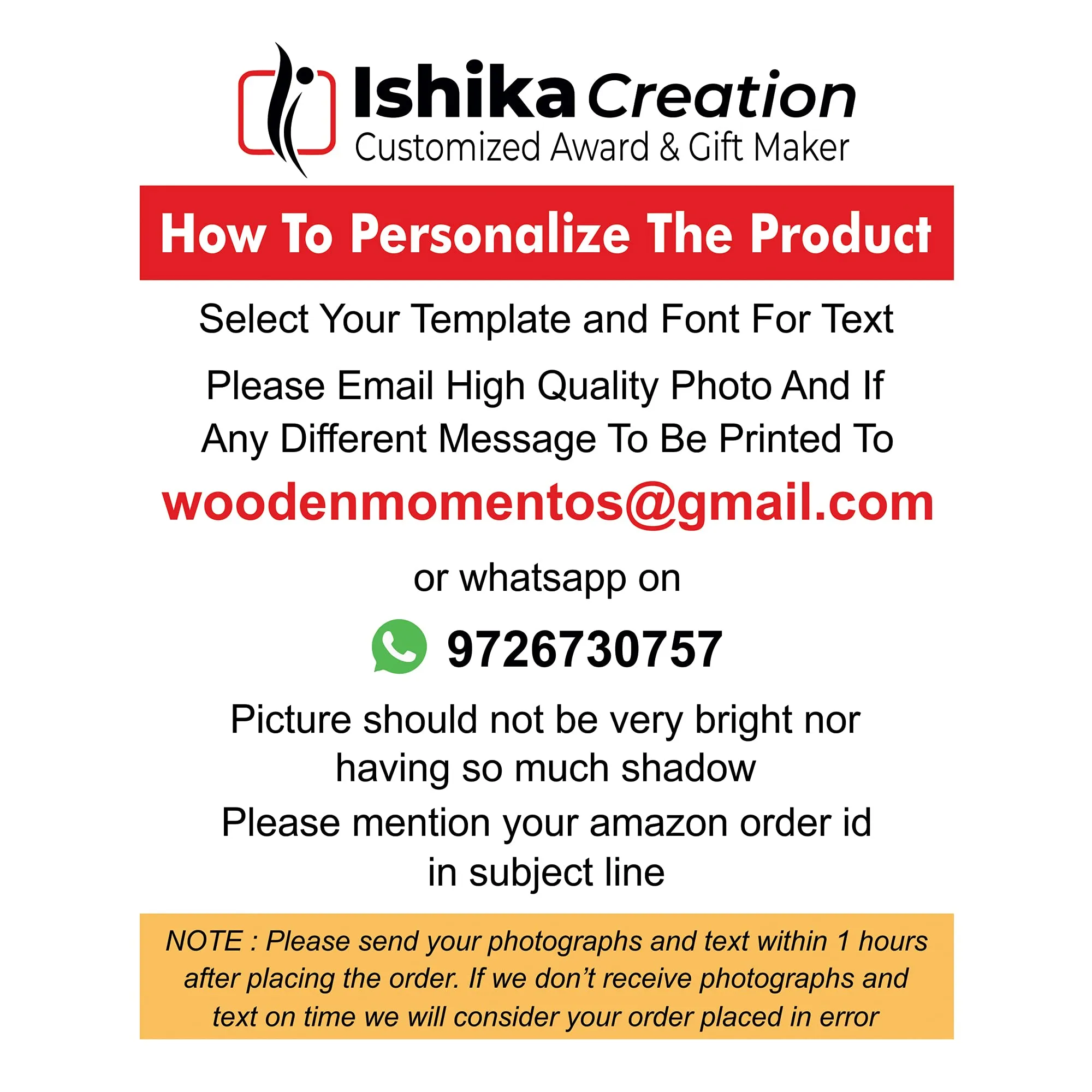Ishika Creation Wooden Golden Printed Personalized Photo Frame with Customized Photos for Sister, Brother, Friends, Mom, Dad, Couple (5 X 7 Inch - 18 mm Thickness, White )