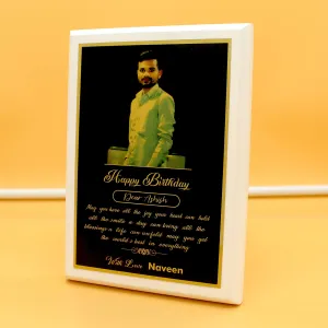 Ishika Creation Wooden Golden Printed Personalized Photo Frame with Customized Photos for Sister, Brother, Friends, Mom, Dad, Couple (5 X 7 Inch - 18 mm Thickness, White )