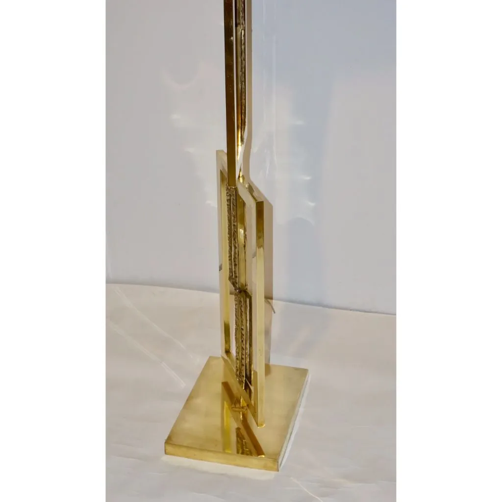 Italian Design Contemporary Cast Bronze and Gold Brass Rectangular Floor Lamp