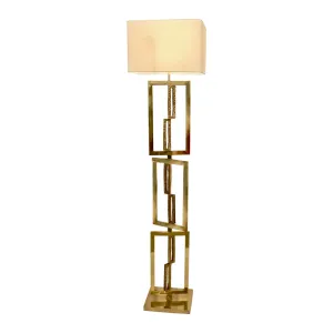 Italian Design Contemporary Cast Bronze and Gold Brass Rectangular Floor Lamp