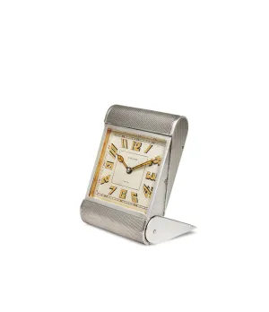 Keller Paris folding travel clock | engine-turned case