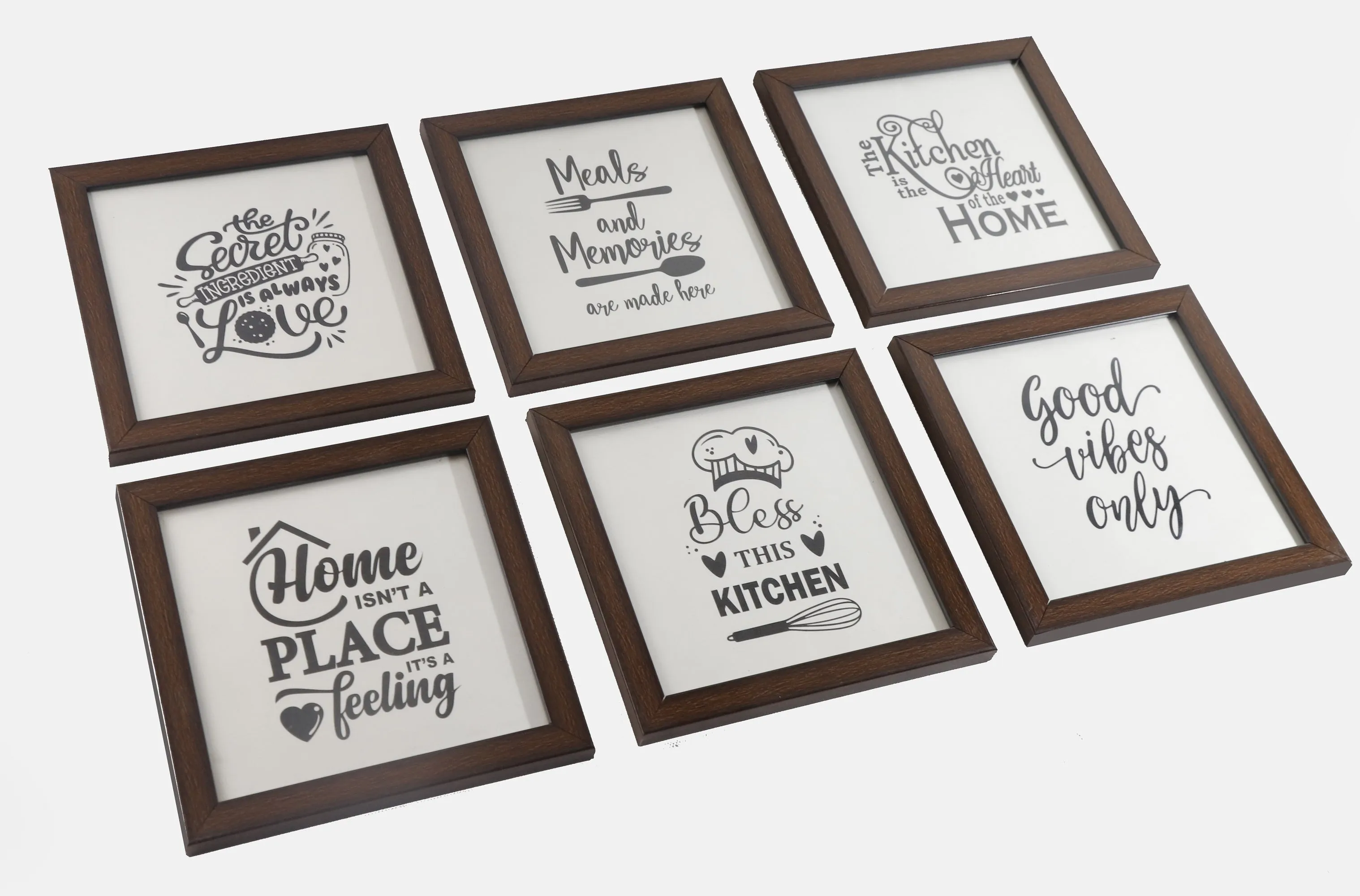 Kitchen Quotes Framed Wall Hanging (Set of 6)