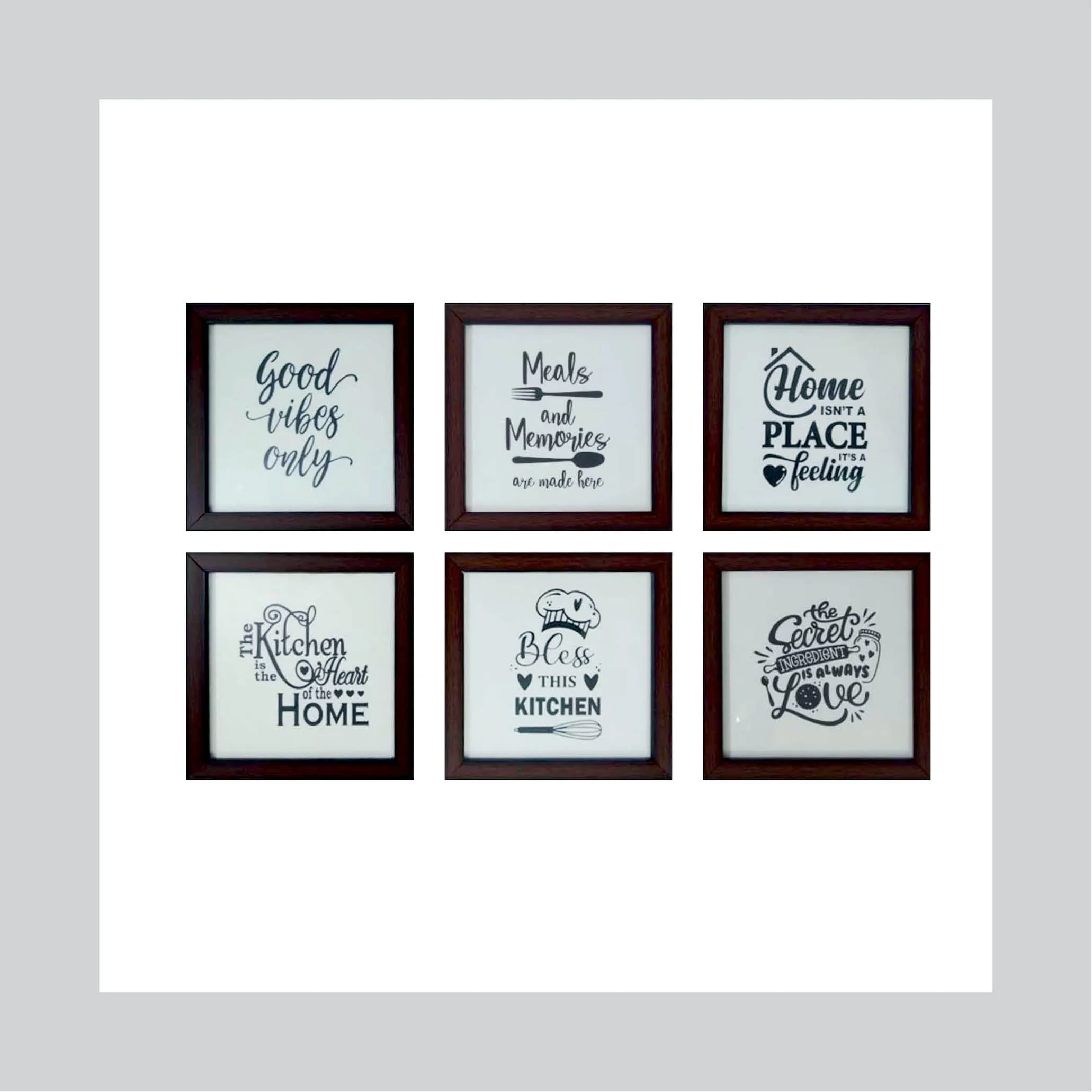 Kitchen Quotes Framed Wall Hanging (Set of 6)