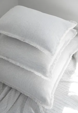 Light Grey & White Striped Linen Pillows