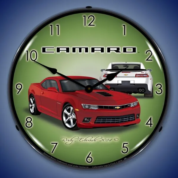 Lighted 2014 SS Camaro 5th Generation Red Rock Clock