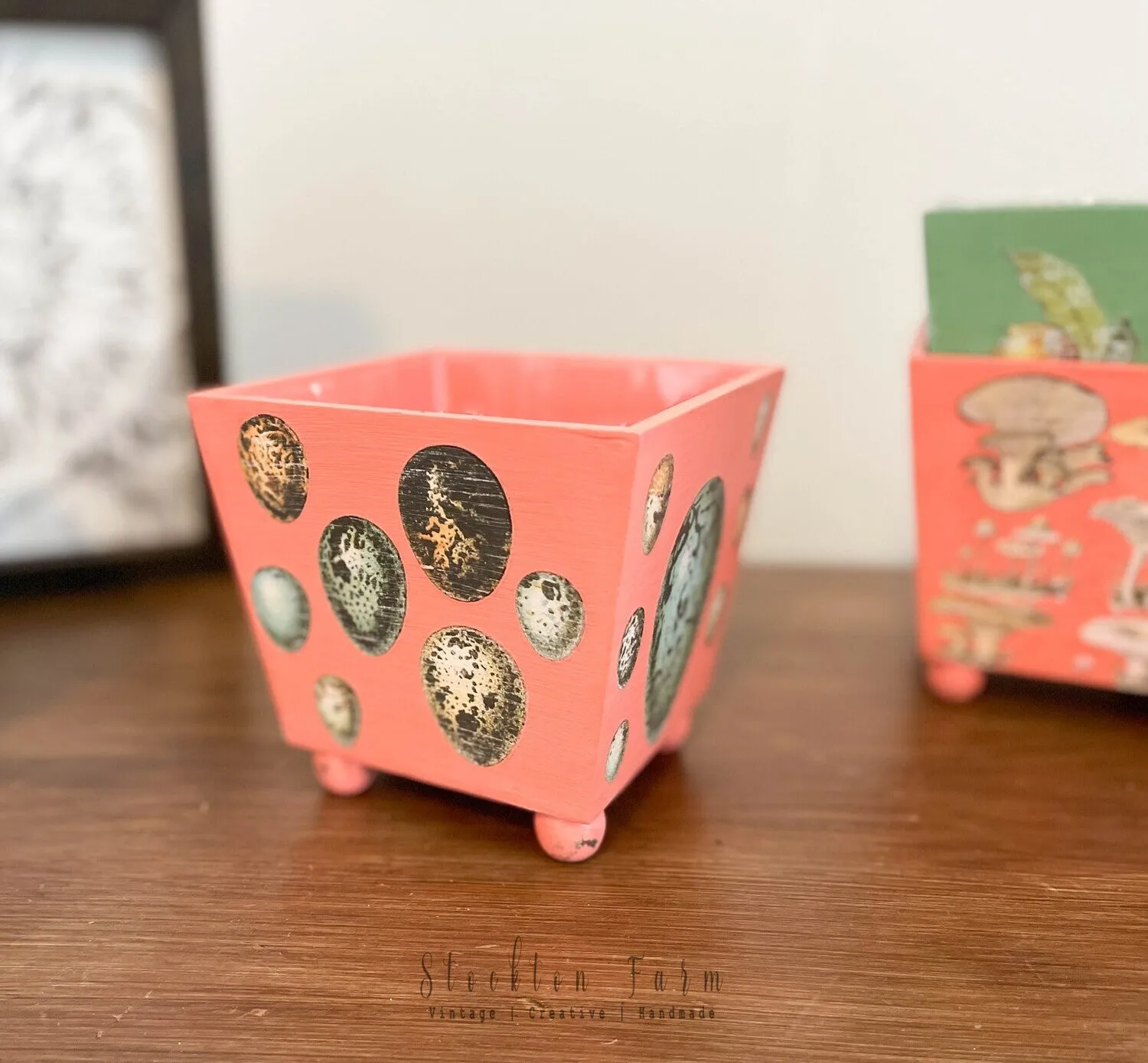 Mini Wood Footed Planters