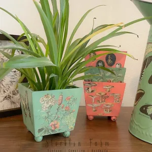 Mini Wood Footed Planters