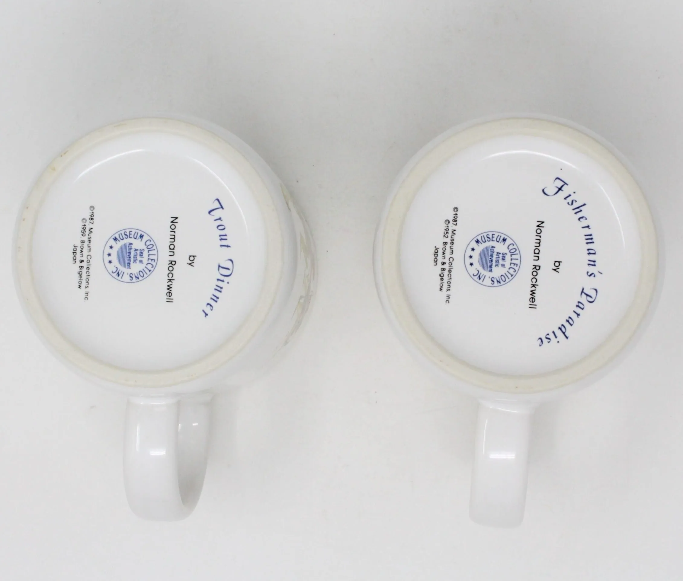 Mugs, Norman Rockwell Fishing Mugs, Vintage, Set of 2, 1987