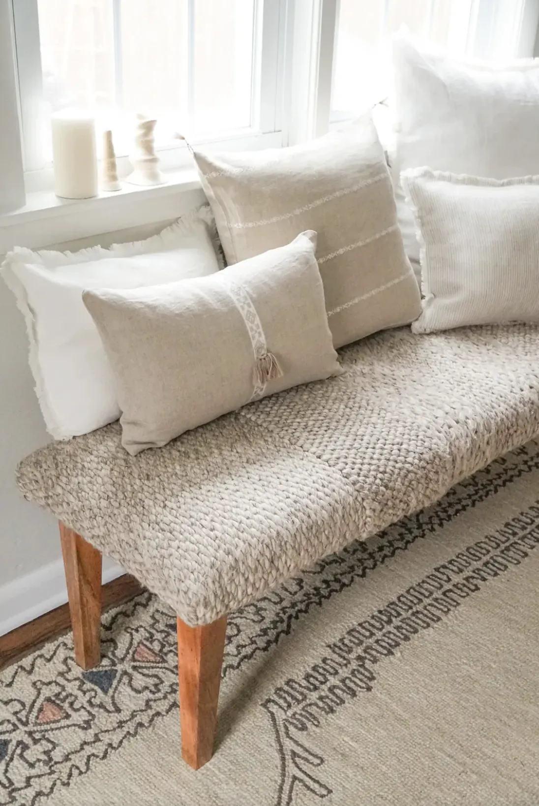 Natural Beige Geo Linen Pillow