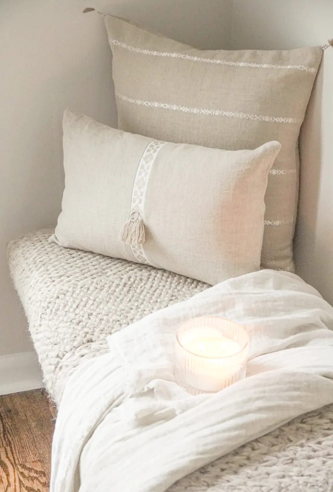Natural Beige Geo Linen Pillow