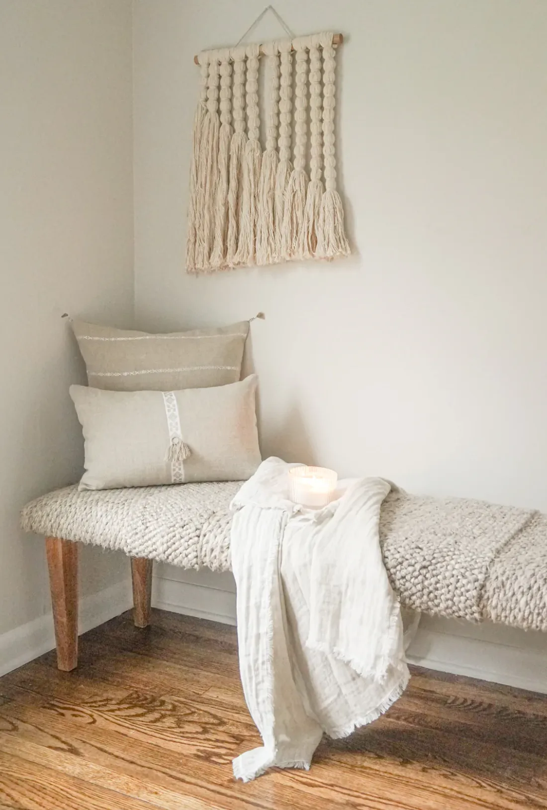 Natural Beige Geo Linen Pillow