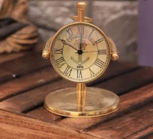 Nutts Antique Brass Table Top Clock Desk Clock for Home Study Living Room and Office