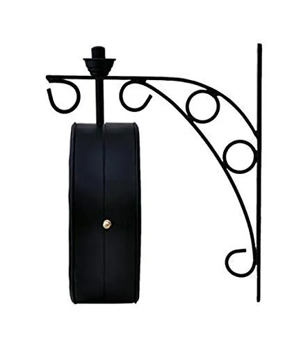 Option Gallery London Vintage Victoria Metal Double Sided Station Wall Clock with Dial (White dial, 10 inches)