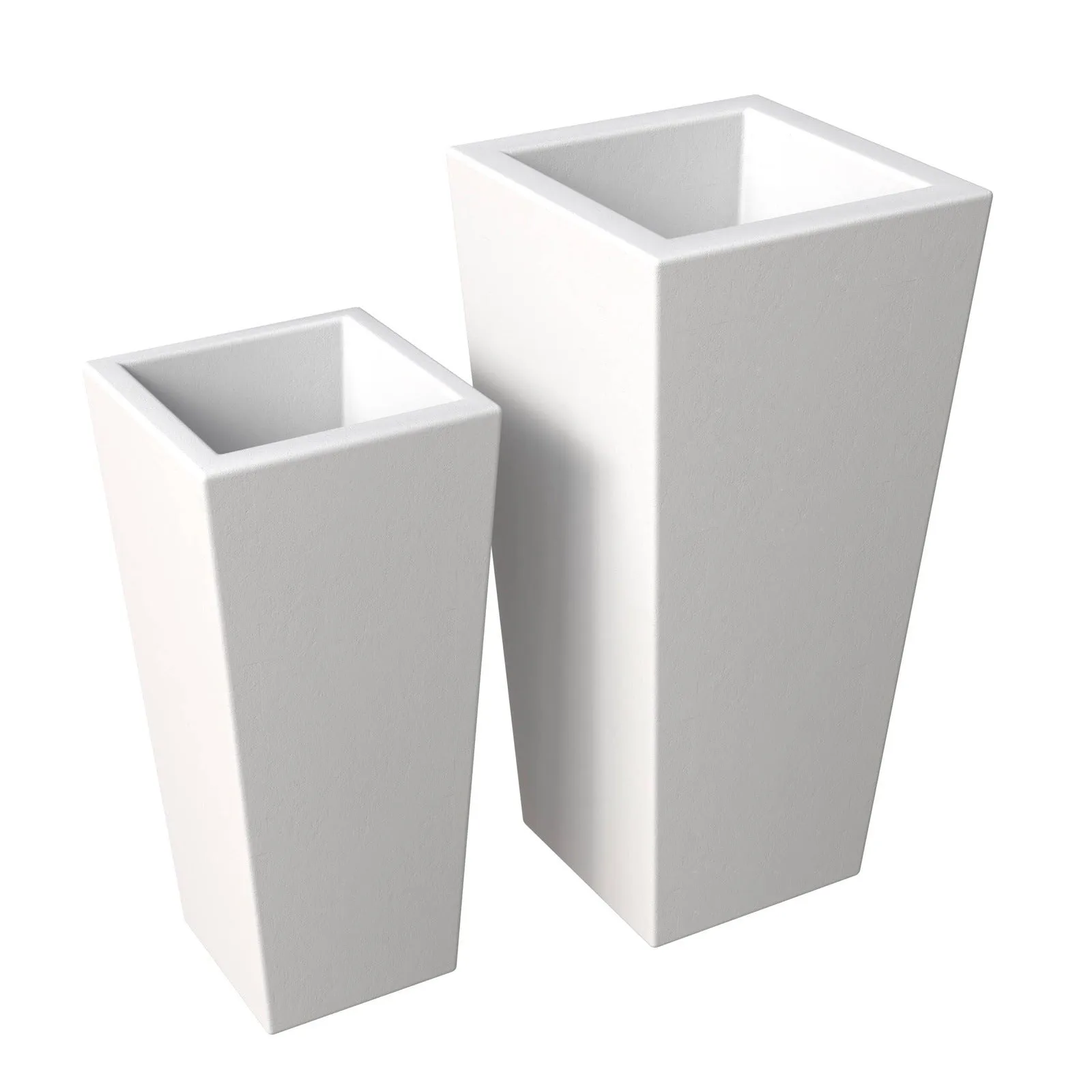 Orna 2-Piece Modern Fiberstone and MgO Square Clay Planter Set for Home and Garden