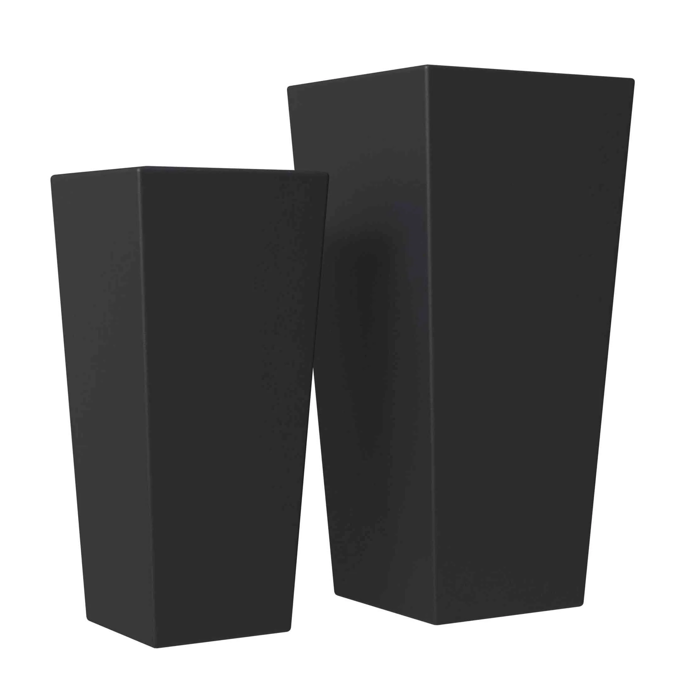 Orna 2-Piece Modern Fiberstone and MgO Square Clay Planter Set for Home and Garden