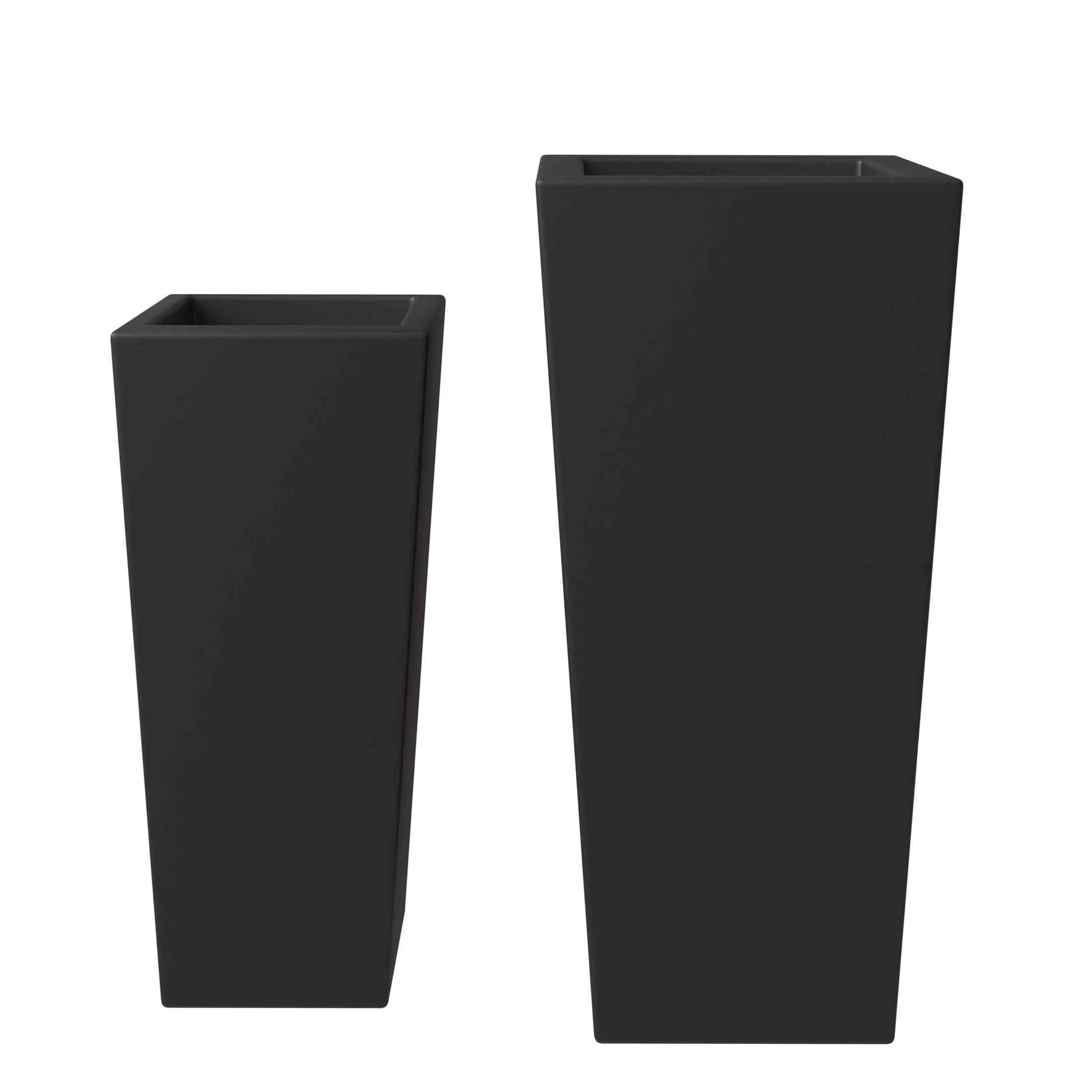 Orna 2-Piece Modern Fiberstone and MgO Square Clay Planter Set for Home and Garden