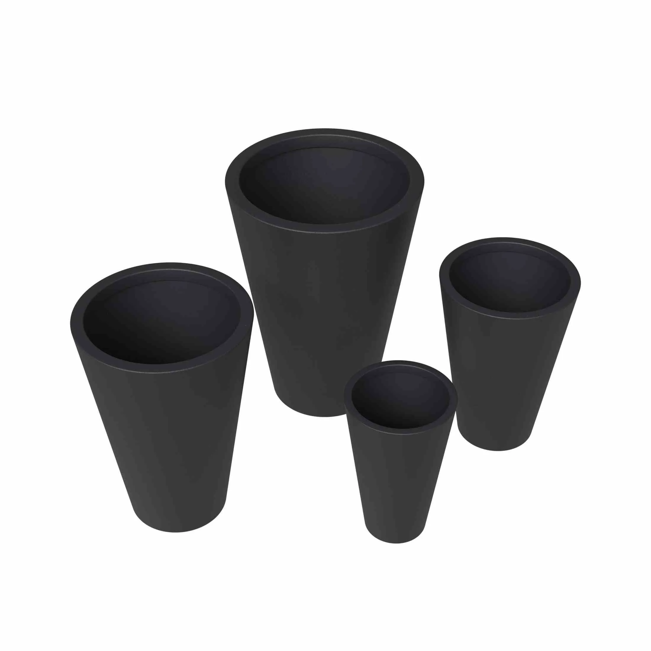 Pebble 4-Piece Modern Fiberstone and MGO Clay Tapered Round Planter Set for Indoor and Outdoor