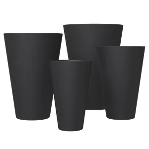 Pebble 4-Piece Modern Fiberstone and MGO Clay Tapered Round Planter Set for Indoor and Outdoor