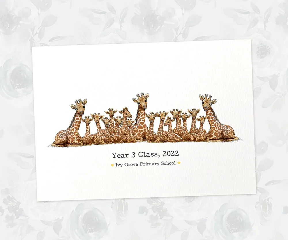 Personalised Giraffe Best Teacher Print