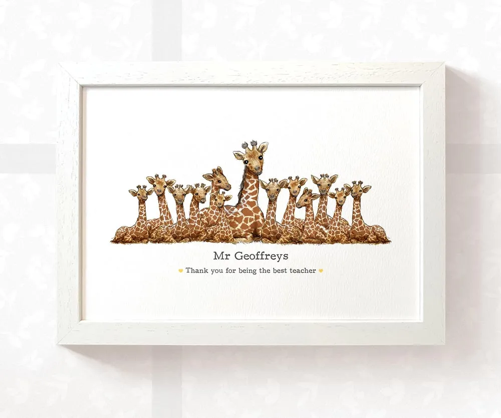 Personalised Giraffe Best Teacher Print