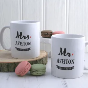 Personalised Mr and Mrs Coffee Mugs