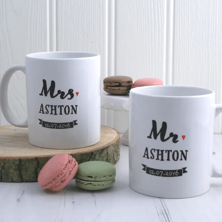 Personalised Mr and Mrs Coffee Mugs