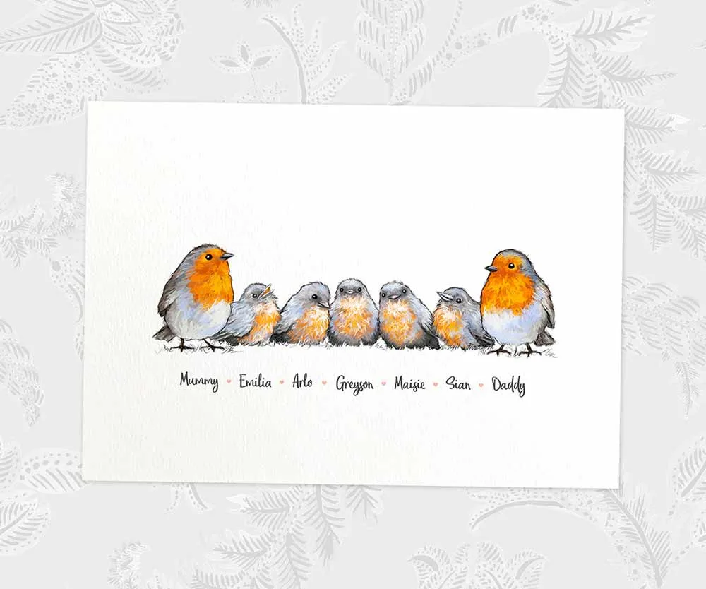 Personalised Robin Family Portrait