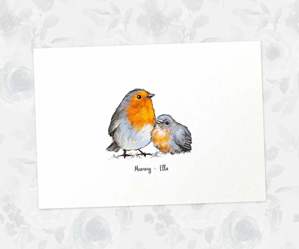 Personalised Robin Family Portrait