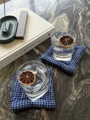 Pillow Coasters in Blue Gingham (Sold Individually)