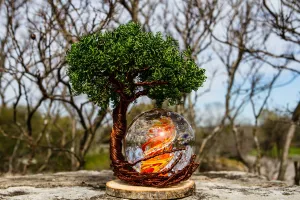 Ponderosa Tree Of Life with Spiral Bubble Flame Orb