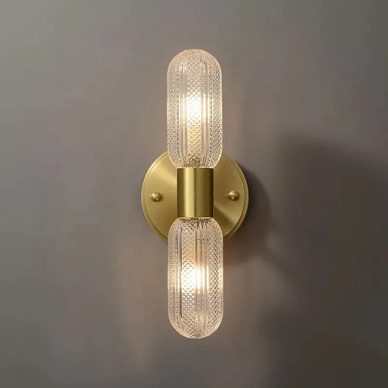 Postmodern brass wall lights creative Bedroom Bedside living room wall lamps indoor Staircase Aisle All Copper glass Wall Lamps