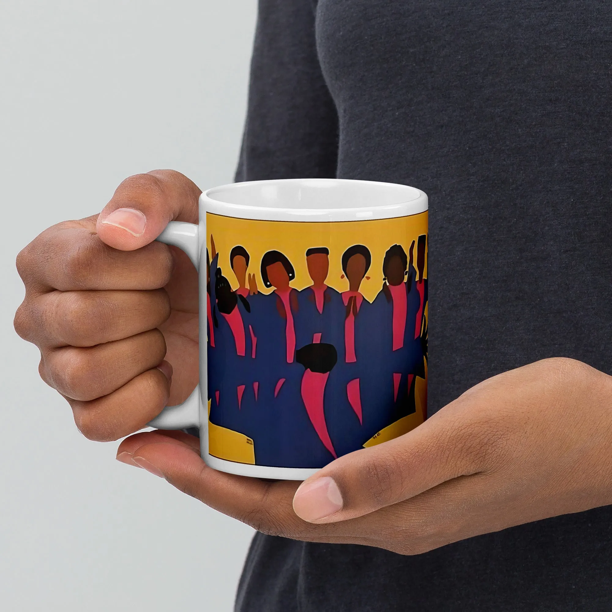 Praise Him Ceramic Mug / Coffee or Tea Cup / Black Art / African American Art / Religious Art /Black Church Choir / Positive Black Images