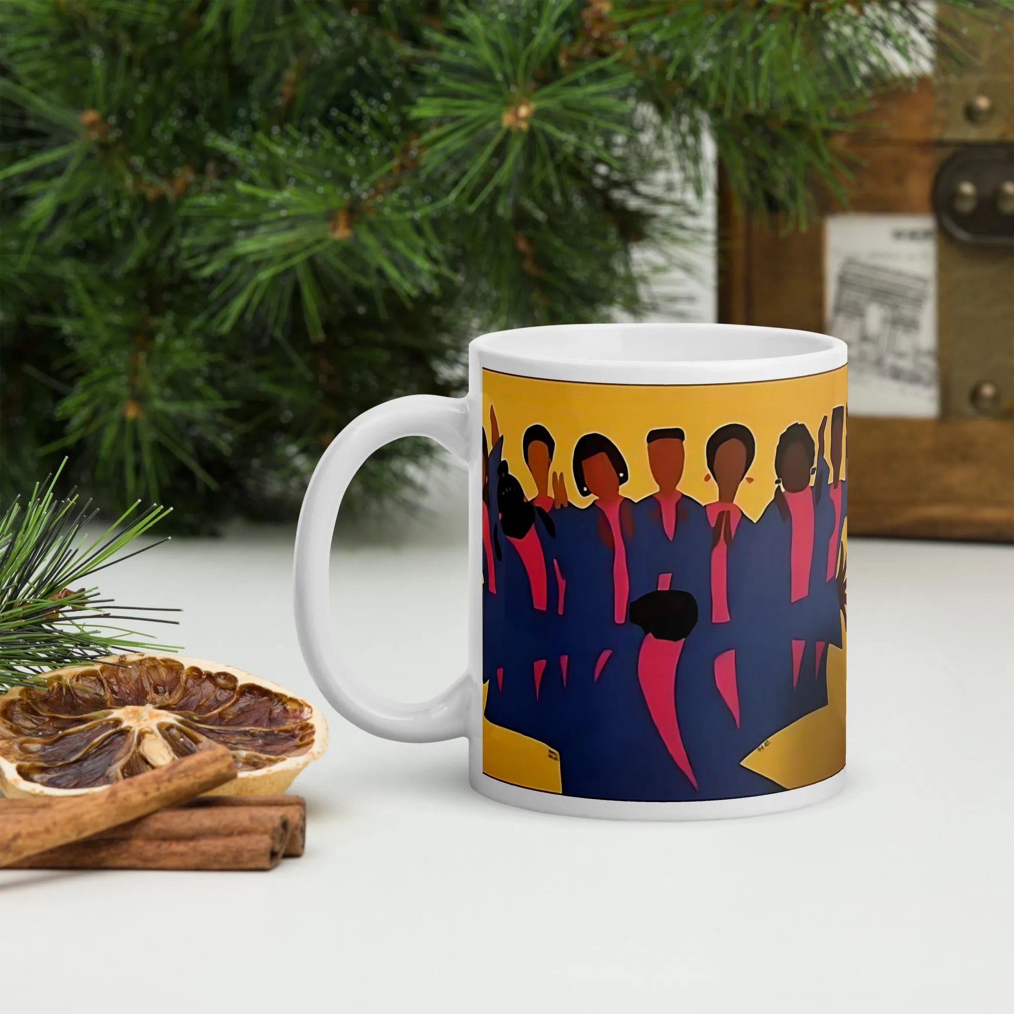 Praise Him Ceramic Mug / Coffee or Tea Cup / Black Art / African American Art / Religious Art /Black Church Choir / Positive Black Images