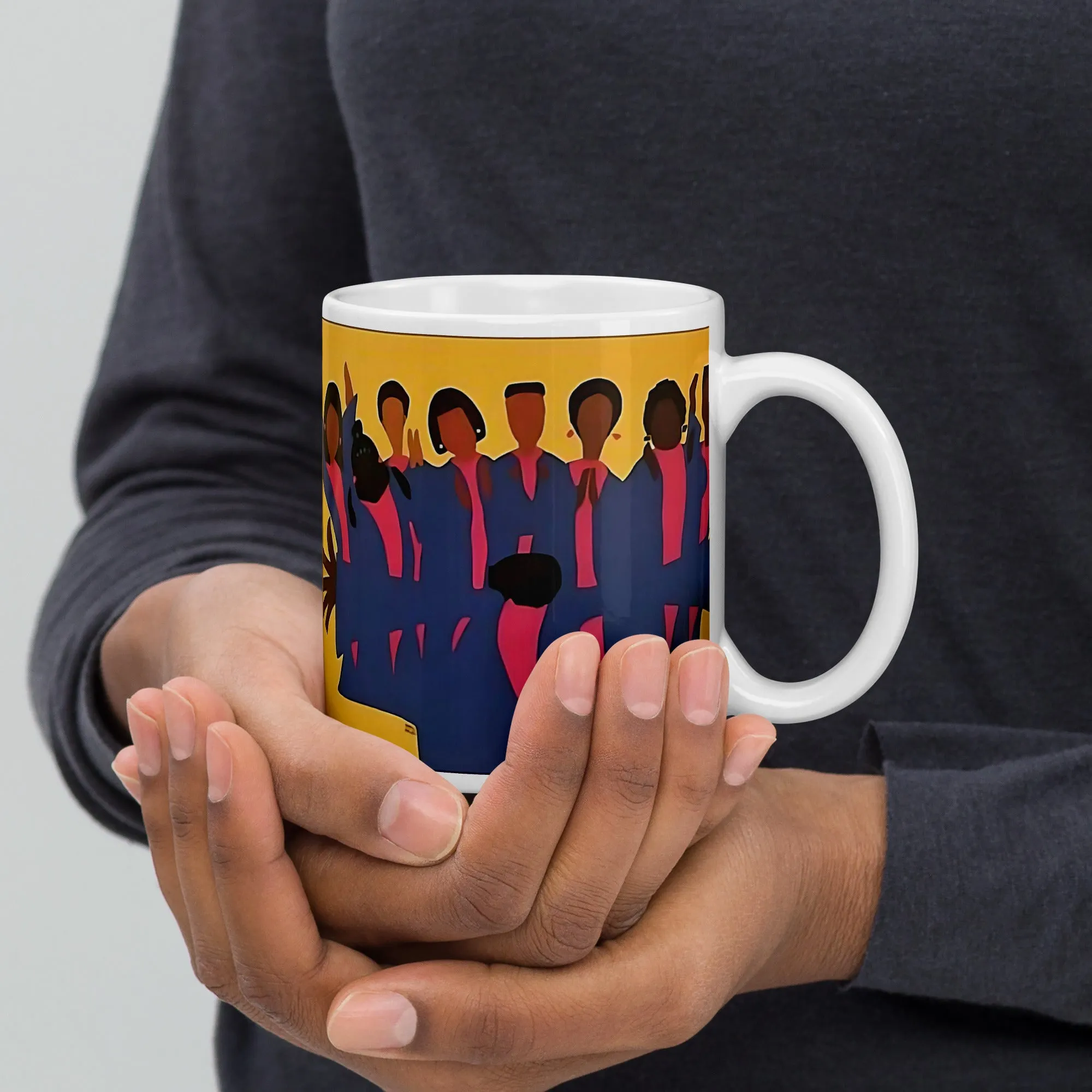 Praise Him Ceramic Mug / Coffee or Tea Cup / Black Art / African American Art / Religious Art /Black Church Choir / Positive Black Images
