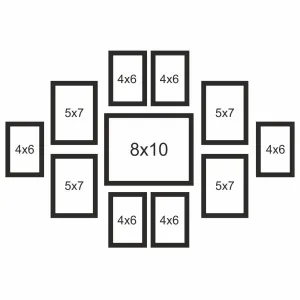 Printality Wall 11 Collage Combo Photo Frames Black (Blank) Wall Decoration, Set of 11 photo frame