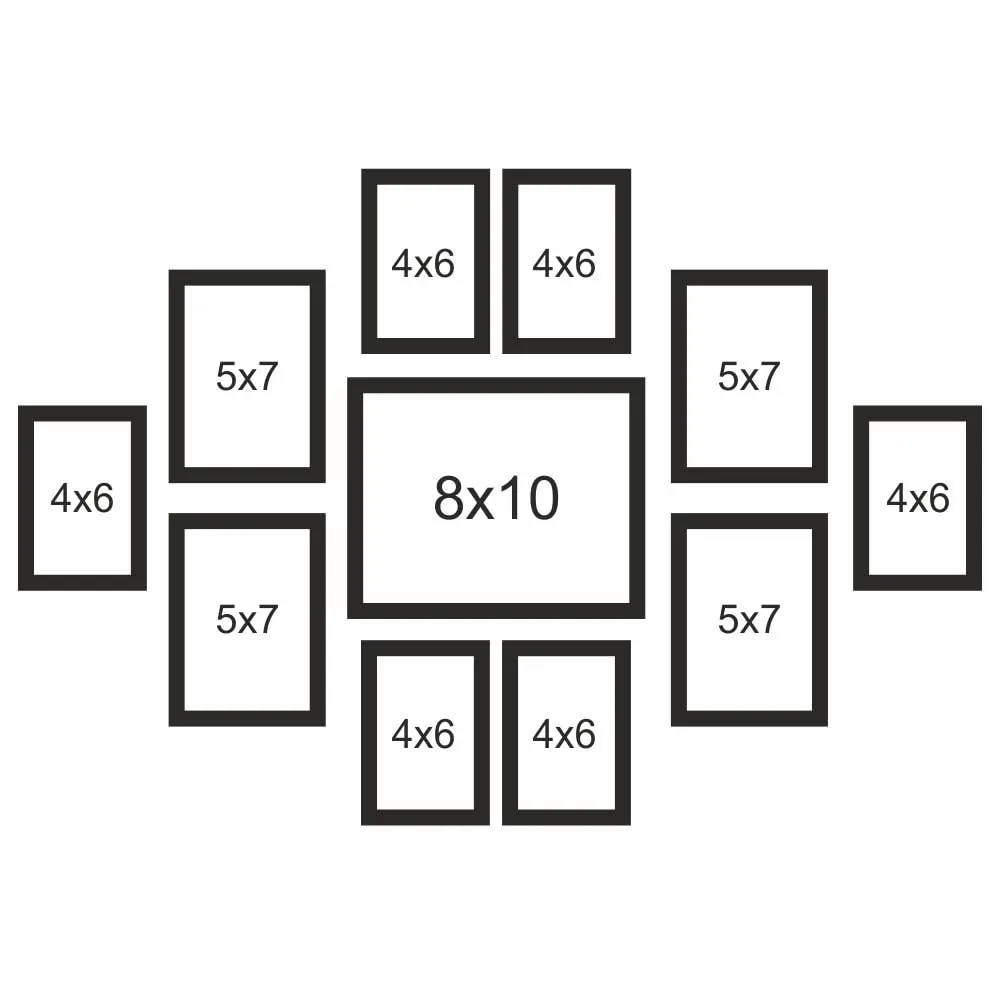 Printality Wall 11 Collage Combo Photo Frames Black (Blank) Wall Decoration, Set of 11 photo frame