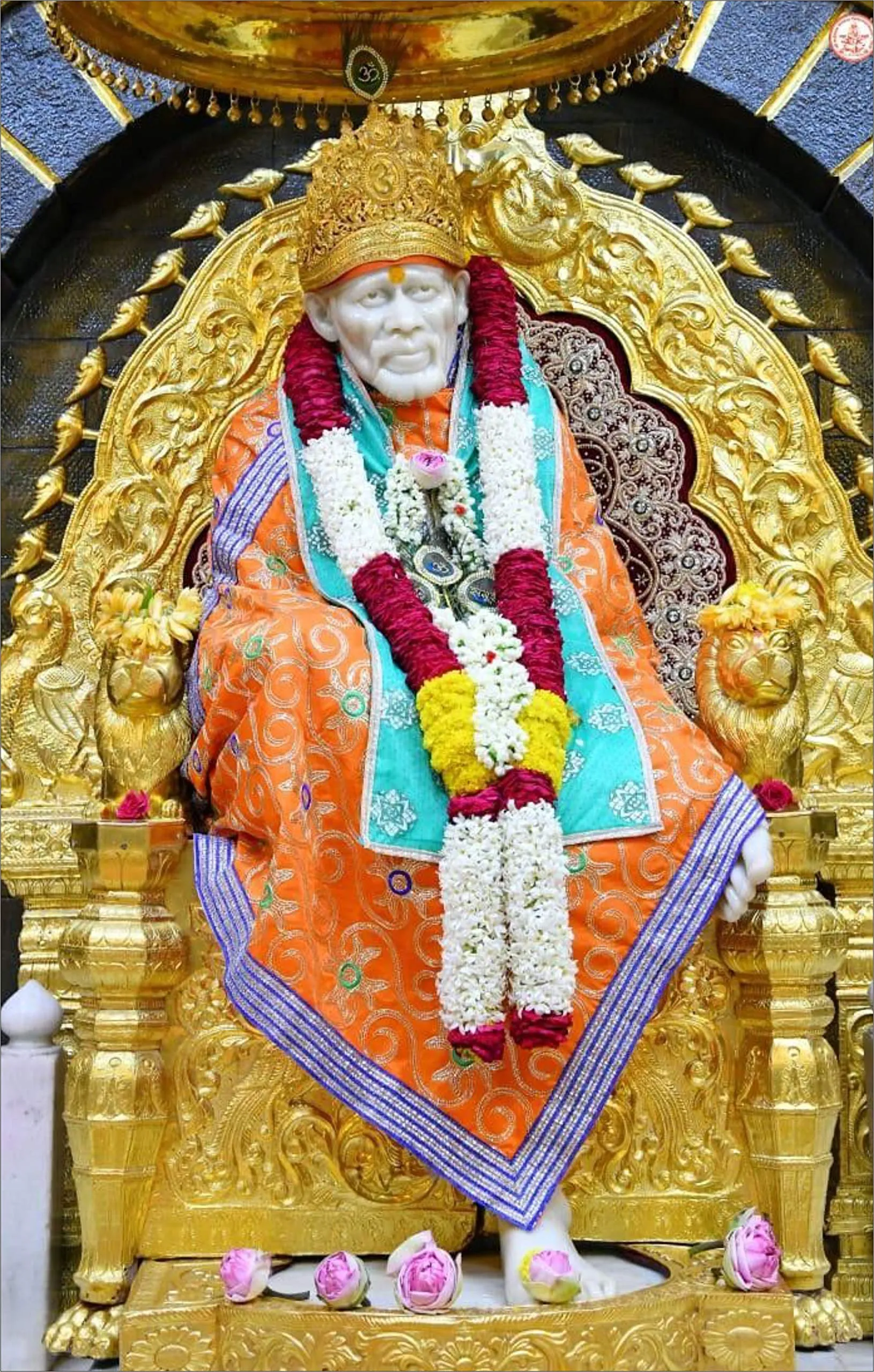 Printality Wall Photo Frame Sai Baba ji Printed Wall Hanging Big Size 12 x 18 inches Photo Frames for wall dacoration