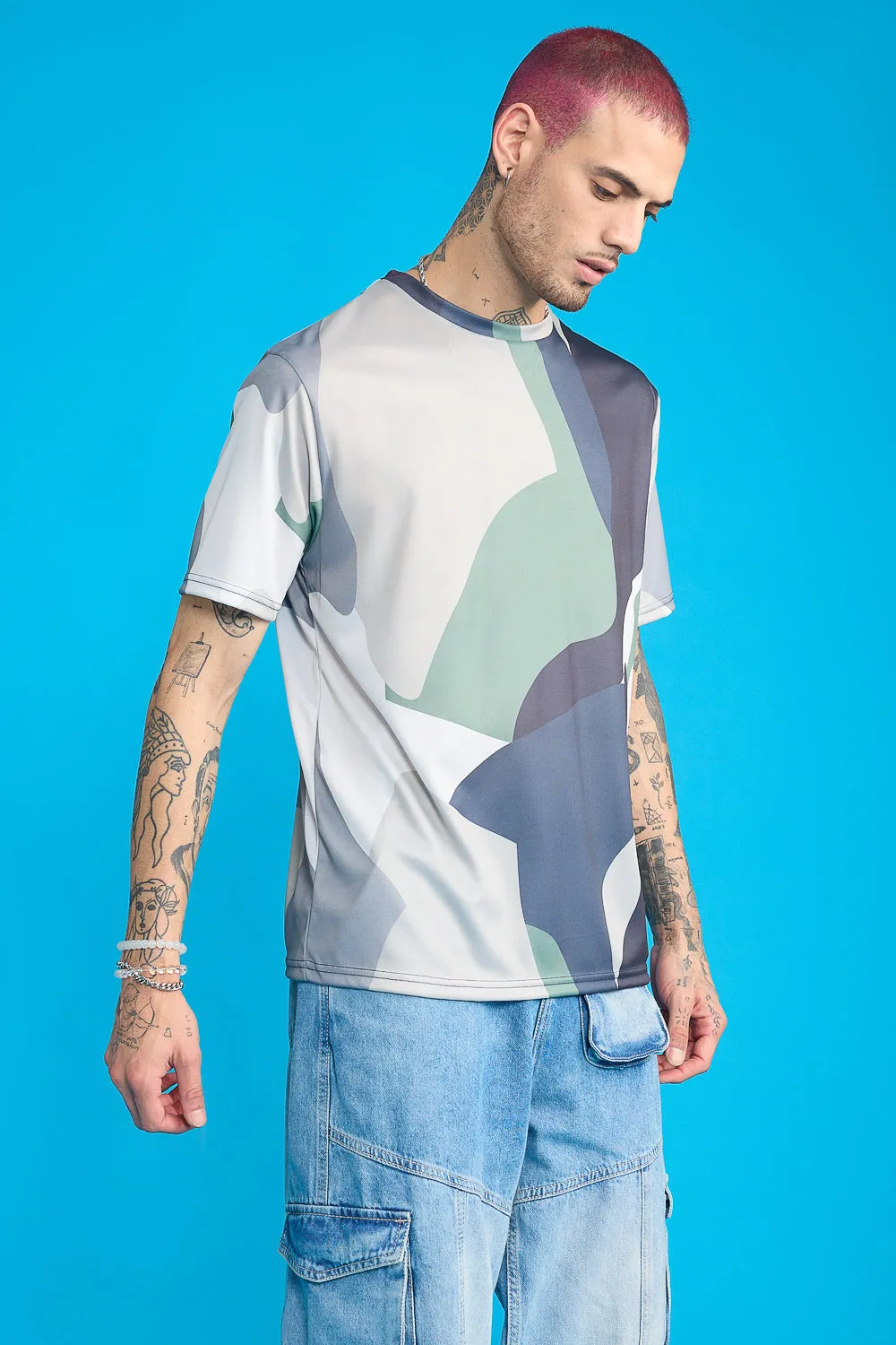 Printed Men's T-Shirt- Camo Abstract