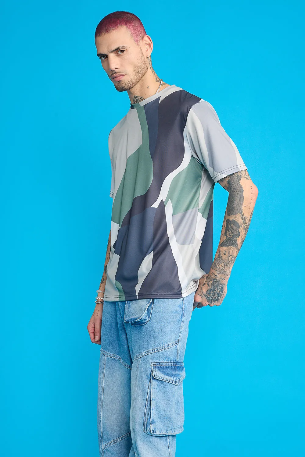 Printed Men's T-Shirt- Camo Abstract