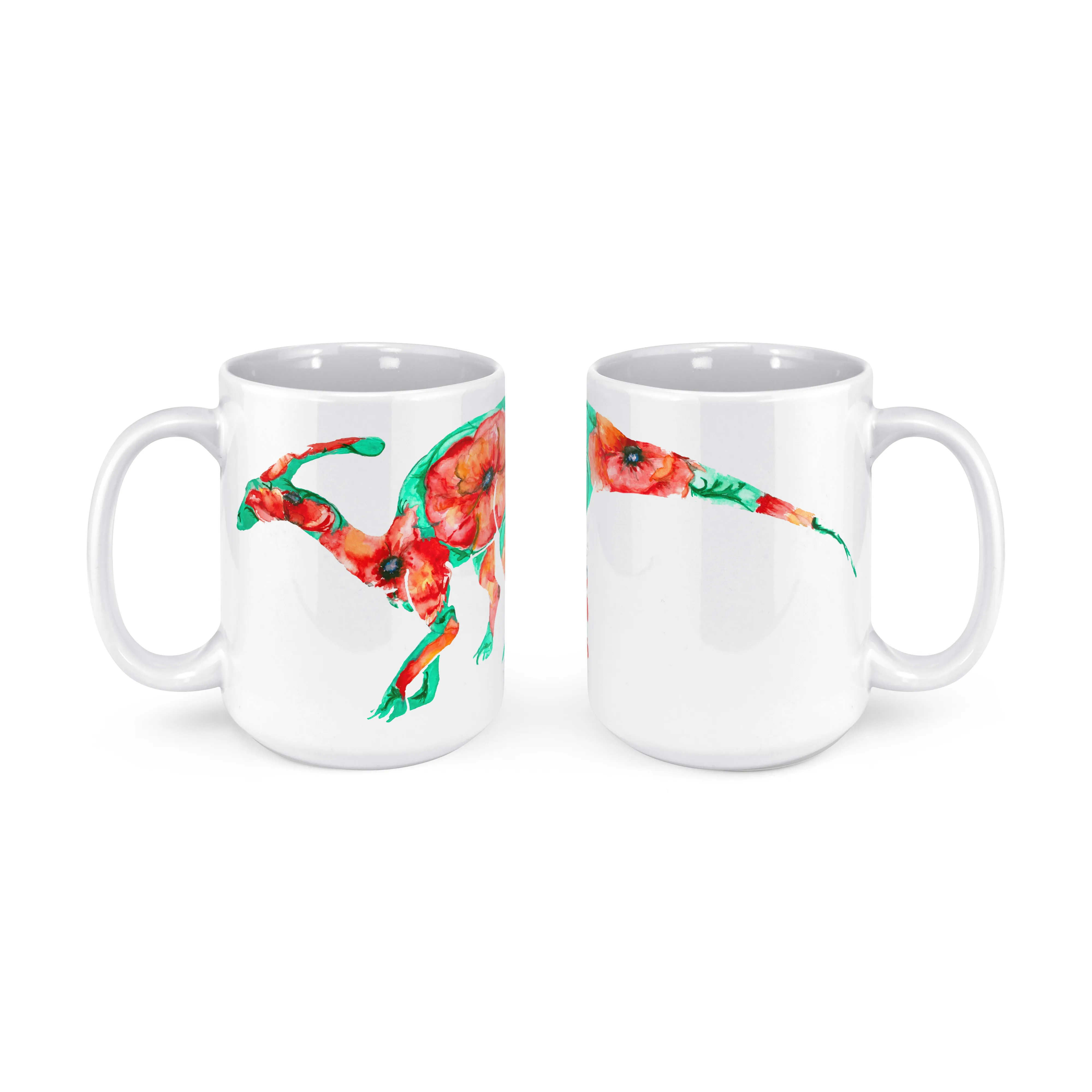 "POPPYsaurolophus" (Flora & Fossil) - 15oz Coffee Mug
