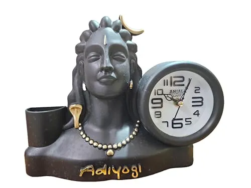 Raptend Adiyogi Shiva Statue with Clock and Pen Stand