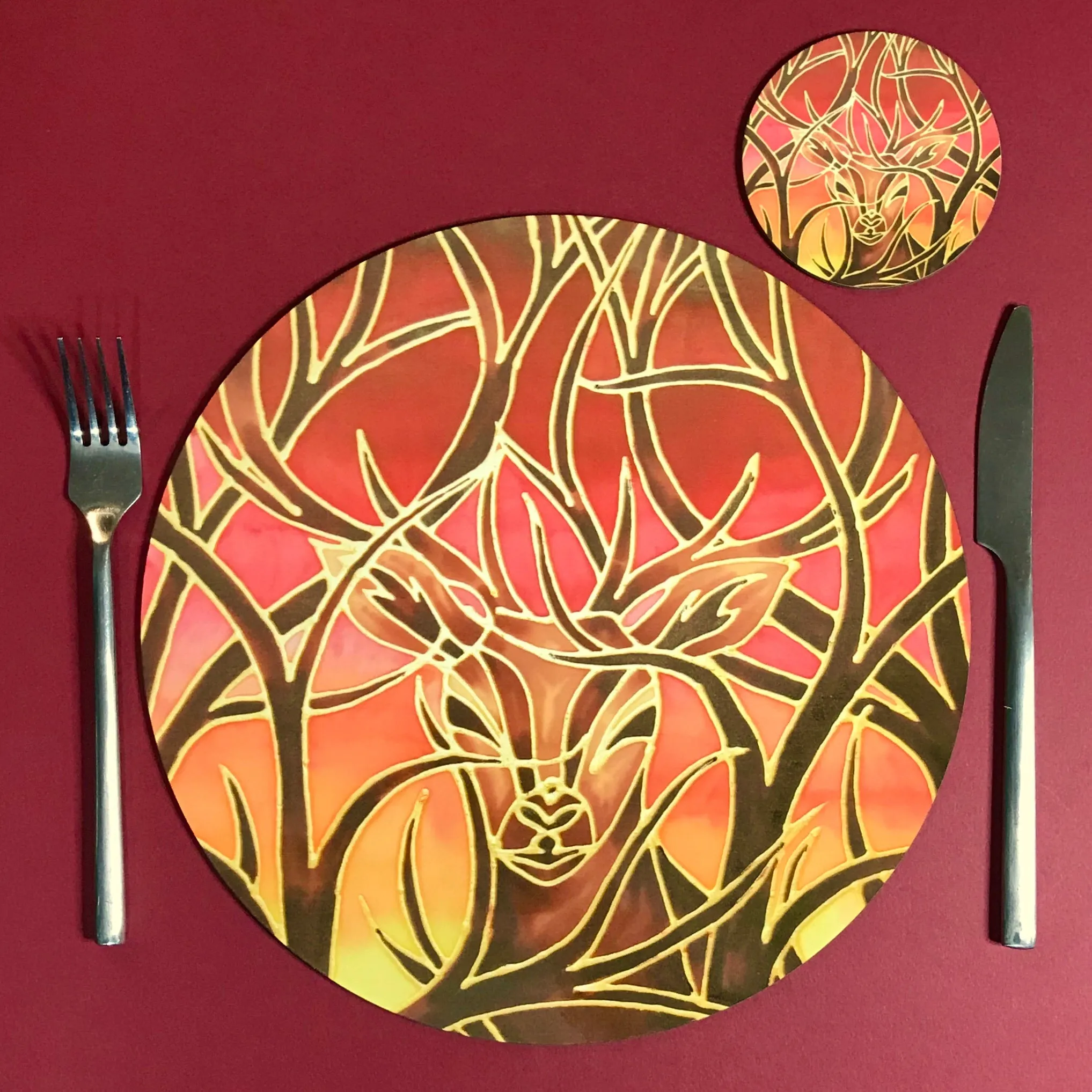 Red Stag Round Mats & Coasters - Wildlife Table Mats