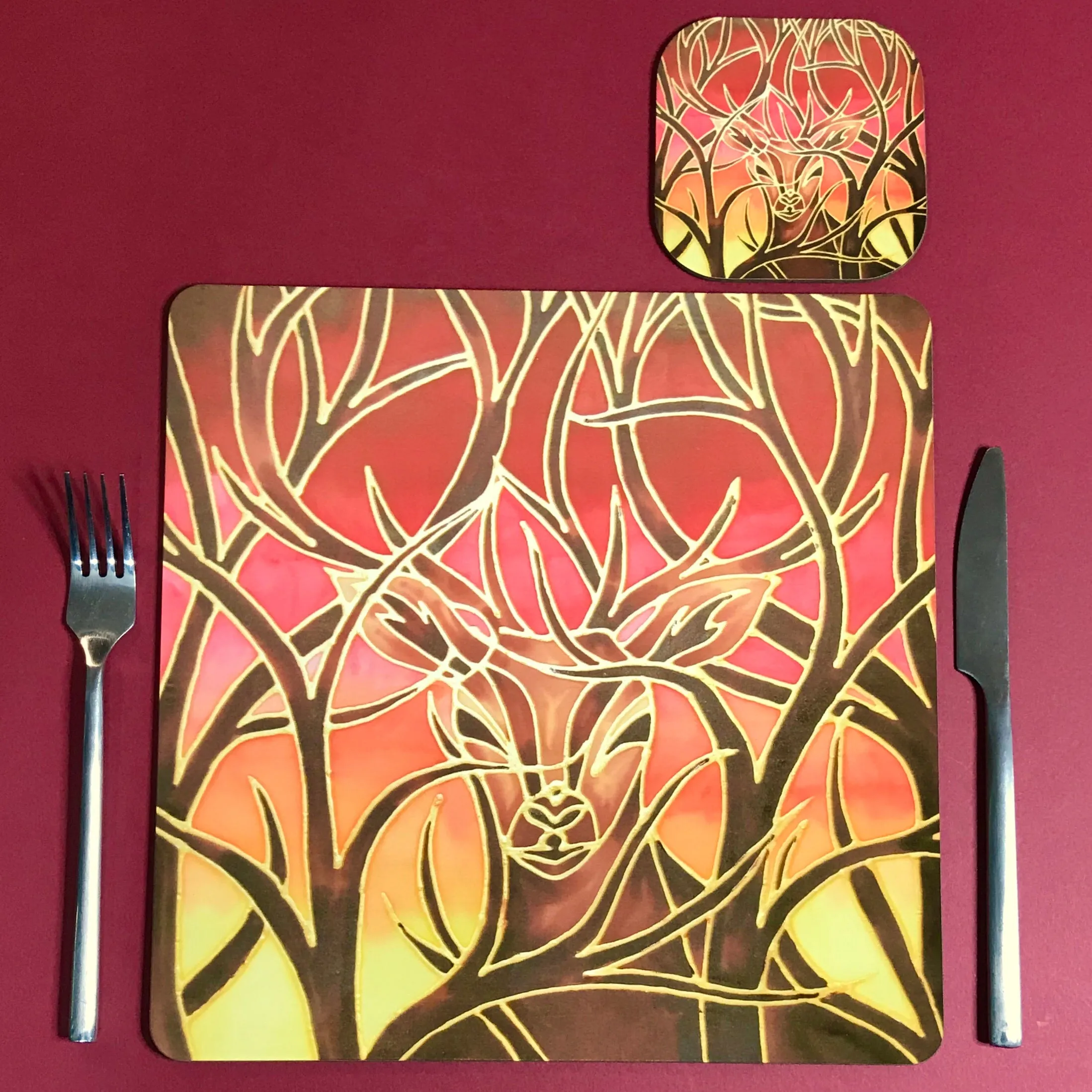 Red Stag Round Mats & Coasters - Wildlife Table Mats
