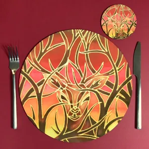 Red Stag Round Mats & Coasters - Wildlife Table Mats
