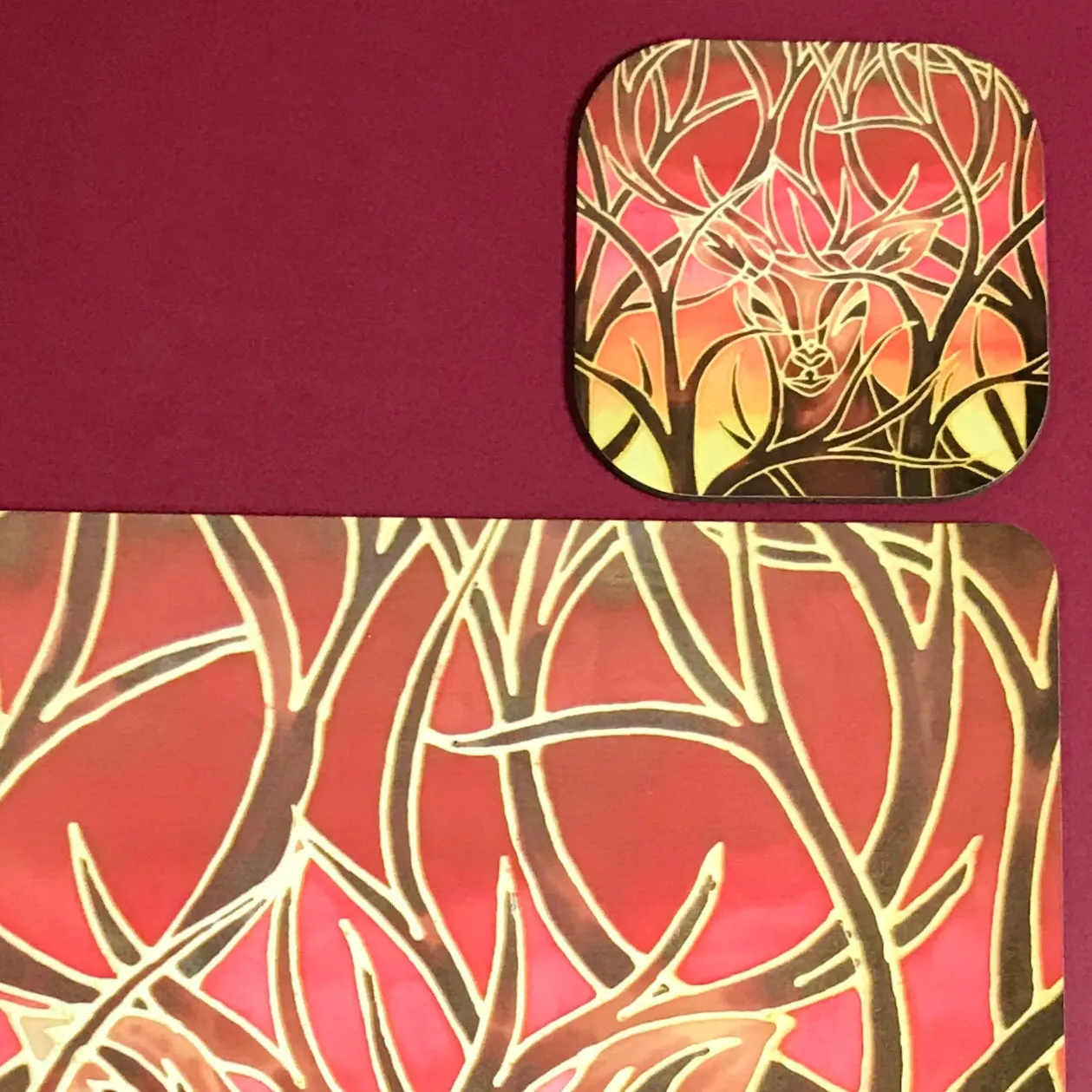 Red Stag Round Mats & Coasters - Wildlife Table Mats