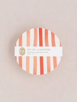 Red Striped Coaster Set of Four