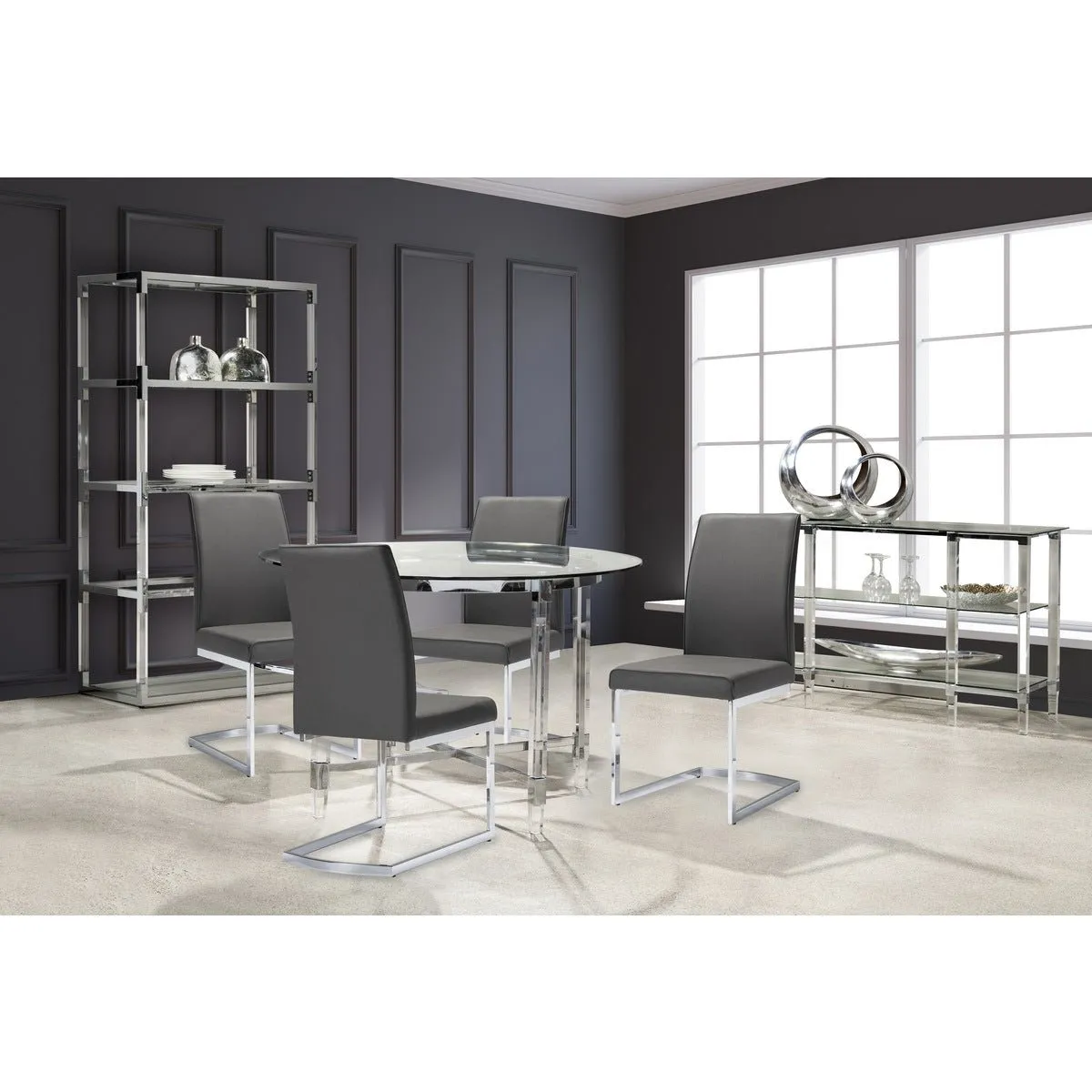 Round Dining Table with Acrylic Legs