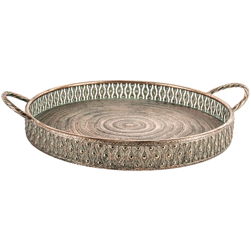 Round Maroc Tray - Antique Gold